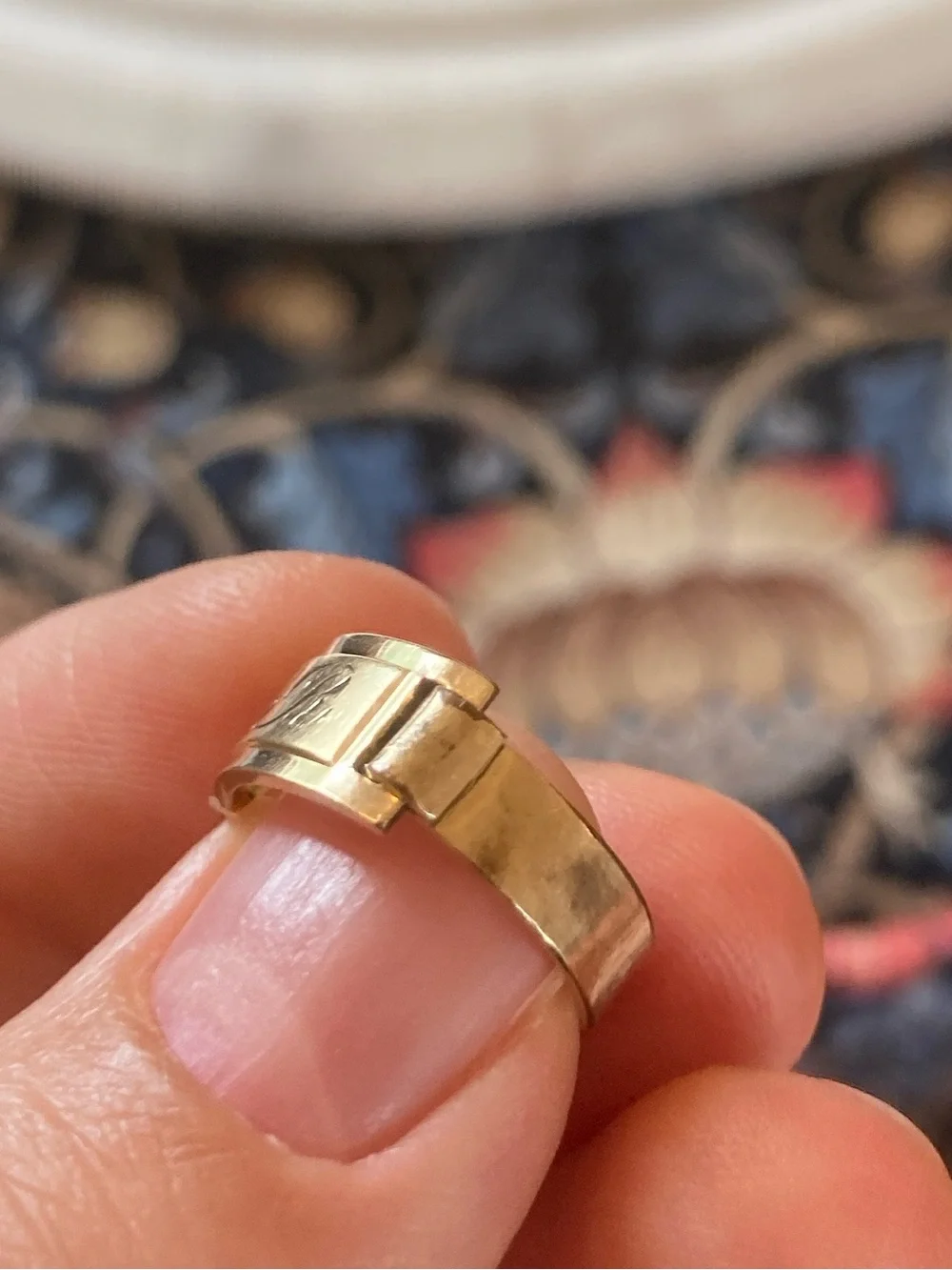 Antique “CR” Monogram Gold-Filled Ring Signed Maker’s Mark